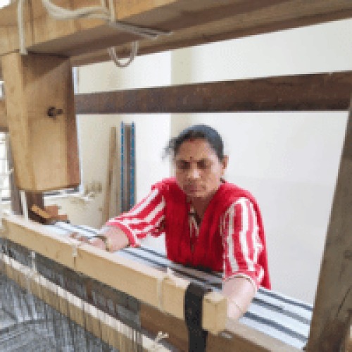 Artisan working on textile upcycling