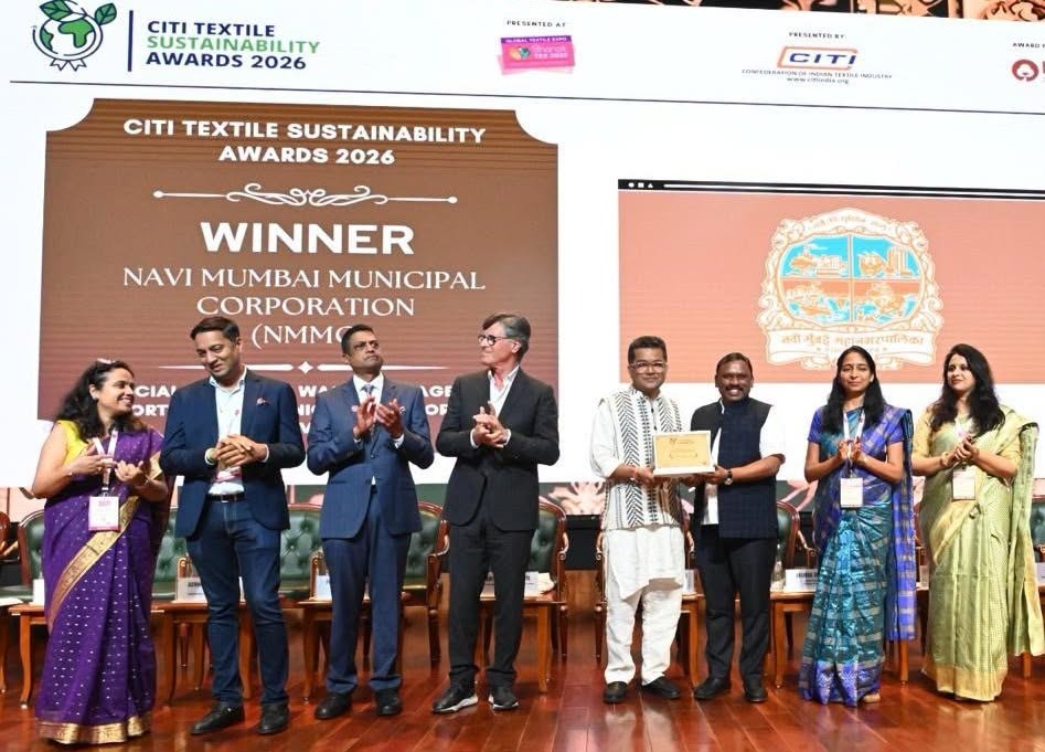 Navi Mumbai Municipal Corporation receiving the CITI Textile Sustainability Awards 2026 recognition